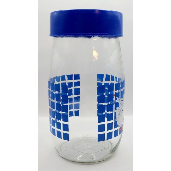 Carlton Glass Geese Ducks Design Tall Jar Canister w/ Blue Lid 1.5L Vtg 1982 USA - Picture 3 of 9
